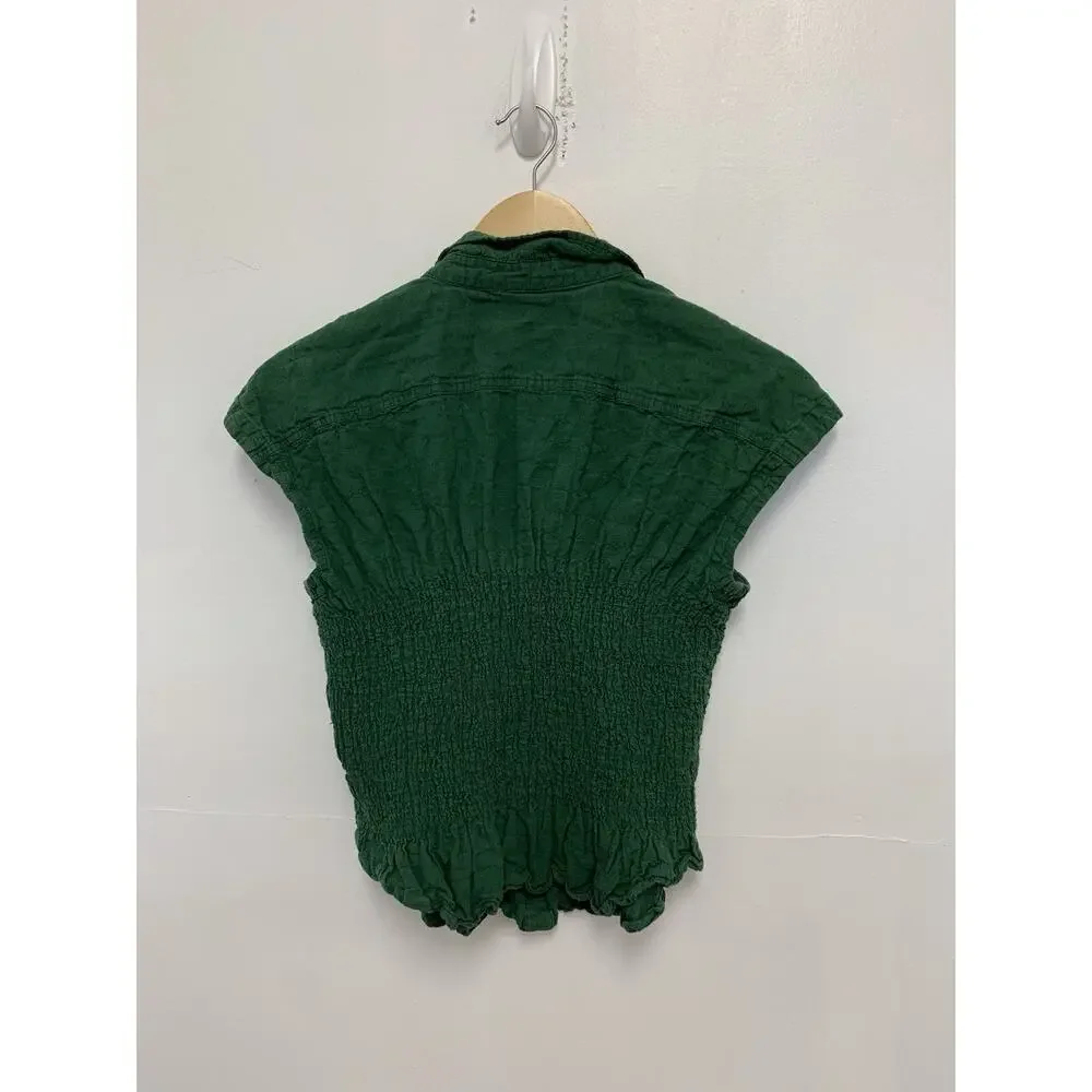 Anthropologie Maeve Bellamy Green Buttondown Size Small - Picture 3 of 4